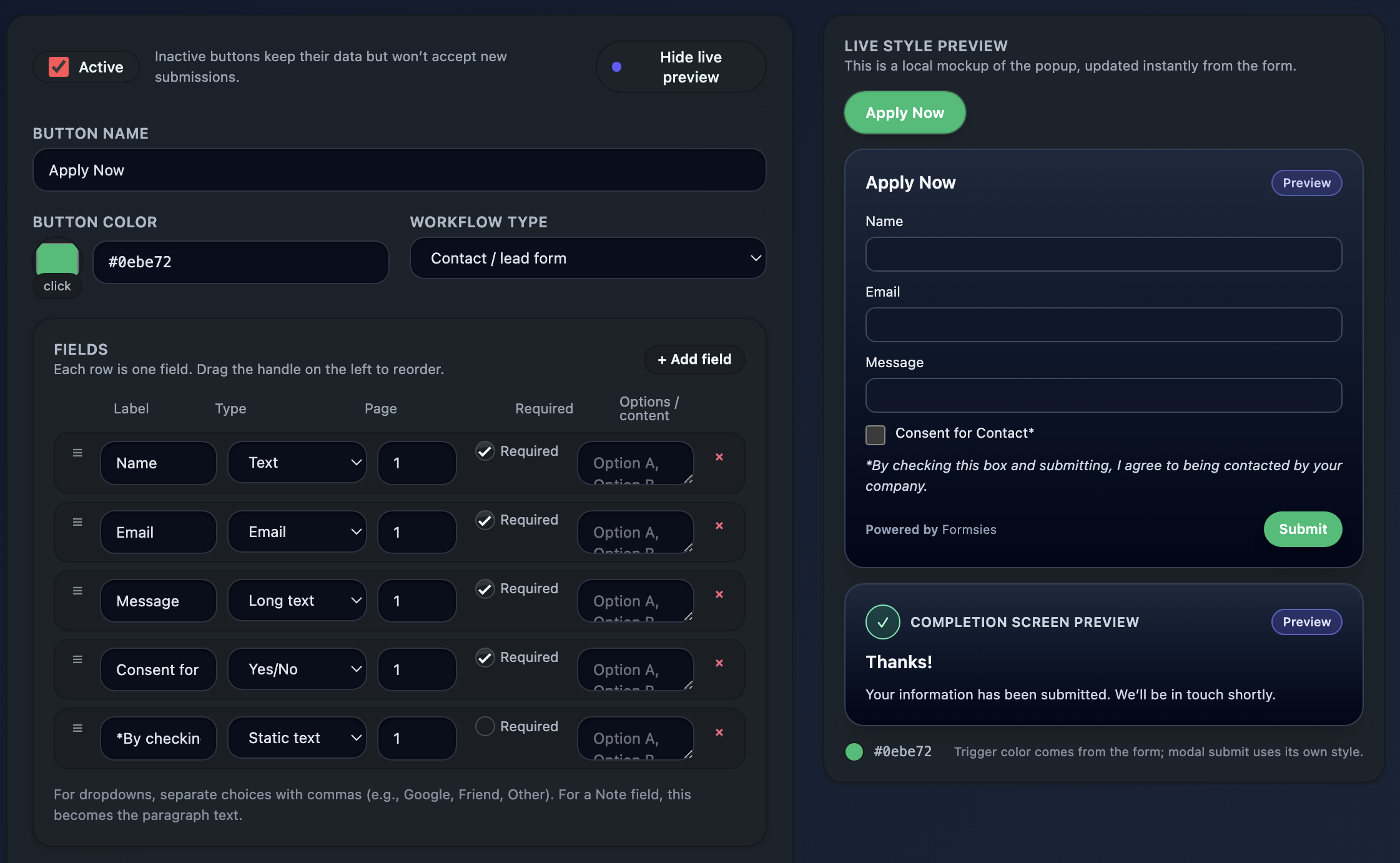 Formsies form builder screenshot